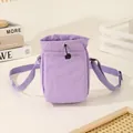 Light purple nylon lightweight drawstring crossbody phone bag for outdoor travel hiking - Light Purple