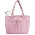 Grand sac cabas matelassé rose élégant avec plusieurs compartiments pour femmes - Rose