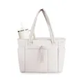 Grand sac cabas matelassé avec compartiments multiples en gris clair pour femmes - Blanc