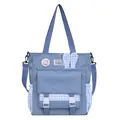 Bolso tote azul claro de estilo coreano para estudiantes con lindas orejas de conejo - Azul