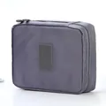Borsa da toilette da viaggio grigia di grande capacità con manico e doppia cerniera - Grigio
