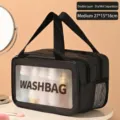 Zwarte dubbellaagse cosmetische reistoilettas met droog en nat scheiding, medium - M / Zwart