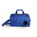 Sprankelende blauwe glitter danstas met pailletten en een zwarte pompon tas hanger decor - Koningsblauw