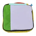 Vibrant dopamine color block nylon storage bag with yellow mesh sides for travel items - L