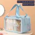 Blue dual-layer travel wash bag with wet-dry separation, medium size: 27x15x16cm. - M / Blue