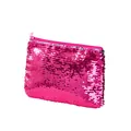 Vibrant pink reversible mermaid sequin pencil case and portable makeup storage bag - 21.5*16CM / Rose Red Flip Silver