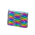 Rainbow colored mermaid sequin pouch ideal for stationery and makeup organization - 21.5*16CM / Rainbow Flip Silver