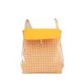 Fresh yellow and white gingham drawstring cotton backpack with yellow flap for student storage - Orange