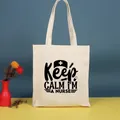Bolsa de lona crema grande con estampado de eslogan médico Keep Calm I'm a Nurse - 35*39cm / Nurse-38