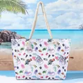 Grote bedrukte strandtas met stevige touwhandvatten en kleurrijke oceaanpatronen - 42x13x36cm / Zeedieren