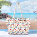 Elegante borsa mare grande capacità con stampe estive e robusti manici in corda spessa - 42x13x36cm / Equipaggiamento Estivo