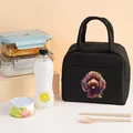 Black insulated lunch bag featuring a colorful poodle dog print for office or picnic - 22*12*19CM / Dog Pattern 4-Black