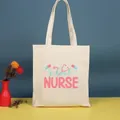 Bolso shopper de lona estampado 'School Nurse' crema, elegante bolso de hombro grande - 35*39cm / Enfermera-24