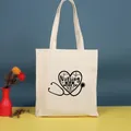 Bolso de lona crema con estampado Nursing Is A Work Of Heart y corazón médico - 35*39cm / Nurse-44