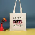 Bolso tote de lona con estampado de concienciación sobre el cáncer para uso diario - 35*39cm / Sister-7