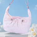 Sac bandoulière nuage en jacquard floral rose avec grande capacité et sangle réglable - Rose Nuage