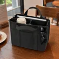Bolso tote de lona negra de gran capacidad con múltiples compartimentos para el trabajo - Diseño sin tirantes / Negro
