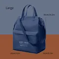 Large navy blue insulated lunch bag with adjustable shoulder strap and dimensions 28x16x36cm - With Strap / L / Navy Blue