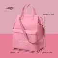 Large pink insulated lunch bag with shoulder strap and waterproof fabric dimensions - With Strap / L / Pink