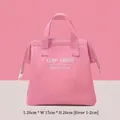 Large pink insulated lunch bag with Keep Fresh print for office or picnics, 26cm size - Strapless / M / Pink
