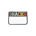 Clear PVC pouch with colorful SNACKS chenille patches and gold zipper travel bag - Standard Style (P303) / Black