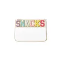 Transparent PVC pouch with colorful snacks letter embroidery for travel storage - Standard Style (P303) / Beige