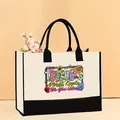 Bolso tote de lona de gran capacidad con estampado 'Teachers' y diseño floral para compras - 43*13.5*30.5cm / Estilo el maestro planta semillas (Teacher-14)