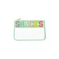 Mint green transparent PVC storage bag with colorful SNACKS chenille patch embroidery - Standard Style (P303) / Light Green