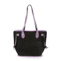 Elegant large capacity printed tote bag with lavender straps and dark cross pattern. - Tilted Lattice Print (Purple) / Medium (39*4.5*30.5CM)