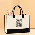 Bolso tote de lona con asas negras e impresatón de la leyenda de papá - 43*13.5*30.5cm / Estilo Texto Leyenda DAD (Father-2)