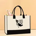 Stylish large capacity canvas tote bag with black trim and Super Mom rose print - 43*13.5*30.5 / Super Mom Rose Heart Print (Mother-77)
