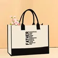 Bolso tote de lona con estampado 'Father' en negro y beige, idea de regalo ideal. - 43*13.5*30.5cm / Estilo de Alabanza al Héroe FATHER (Father-6)