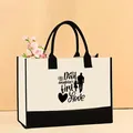 Bolso de lona para mujer con estampado 'Dad's first love' y motivo de silueta - 43*13.5*30.5cm / El primer amor de una hija (Father-8)