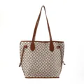 Stylish large capacity tote bag for women with geometric floral print and brown straps - Four-Leaf Flower Print (Brown) / Medium (39*4.5*30.5CM)