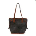 Fashionable dark brown print tote bag with large capacity and contrasting brown trim accents - Tilted Lattice Print (Brown) / Medium (39*4.5*30.5CM)