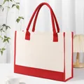 Large canvas tote bag in red and white contrast color design - 43*13.5*30.5cm / Red and Off-white