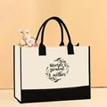 Canvas tote bag featuring World's Greatest Mother floral print and black handles gift bag - 43*13.5*30.5cm / World's Greatest Mother Style (Mother-44)