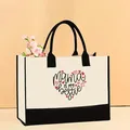Premium large canvas tote bag for women featuring 'mama IS MY bestie' heart print - 43*13.5*30.5 / Mama Is My Bestie (Mother-59)