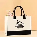 Large canvas shopping tote bag with 'Home is where Mom is' print in white and black. - 43*13.5*30.5 / Home Is Where Mom Is (Mother-65)