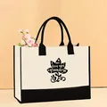 Large capacity canvas shopping tote bag with 'we love you grandma' floral print - 43*13.5*30.5 / Grandma Heart Plant Print (Mother-74)