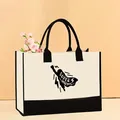 Large capacity canvas tote bag with Super Mom superhero print, black and white - Super Mom (Mother-78) / 43*13.5*30.5 / Off White