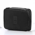 Borsa da toilette da viaggio nera di grande capacità con cerniera e etichetta travel - Nero