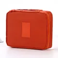 Bright orange portable travel cosmetic bag with large capacity square design - Orange Red