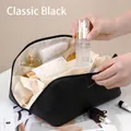 Trousse à maquillage noire à soufflet grande capacité pour voyage et cosmétiques - Noir
