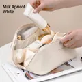 Grande trousse de maquillage de voyage blanc crème avec design d'oreiller accordéon - Blanc Cassé
