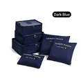 Dark blue 6-piece travel packing organizer cube and laundry pouch set in Oxford cloth - Navy Blue