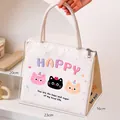 Cute portable insulated lunch bag with happy cat print and 23x20x16cm measurements - Happy Cat