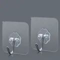 Heavy-duty transparent adhesive wall hooks for hanging storage organizers - 5 Hooks