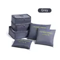Six-piece grey travel luggage organizer set featuring packing cubes and laundry pouches - Gray