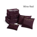 Premium 6-piece wine red travel luggage organizer bag set with durable mesh windows - Burgundy